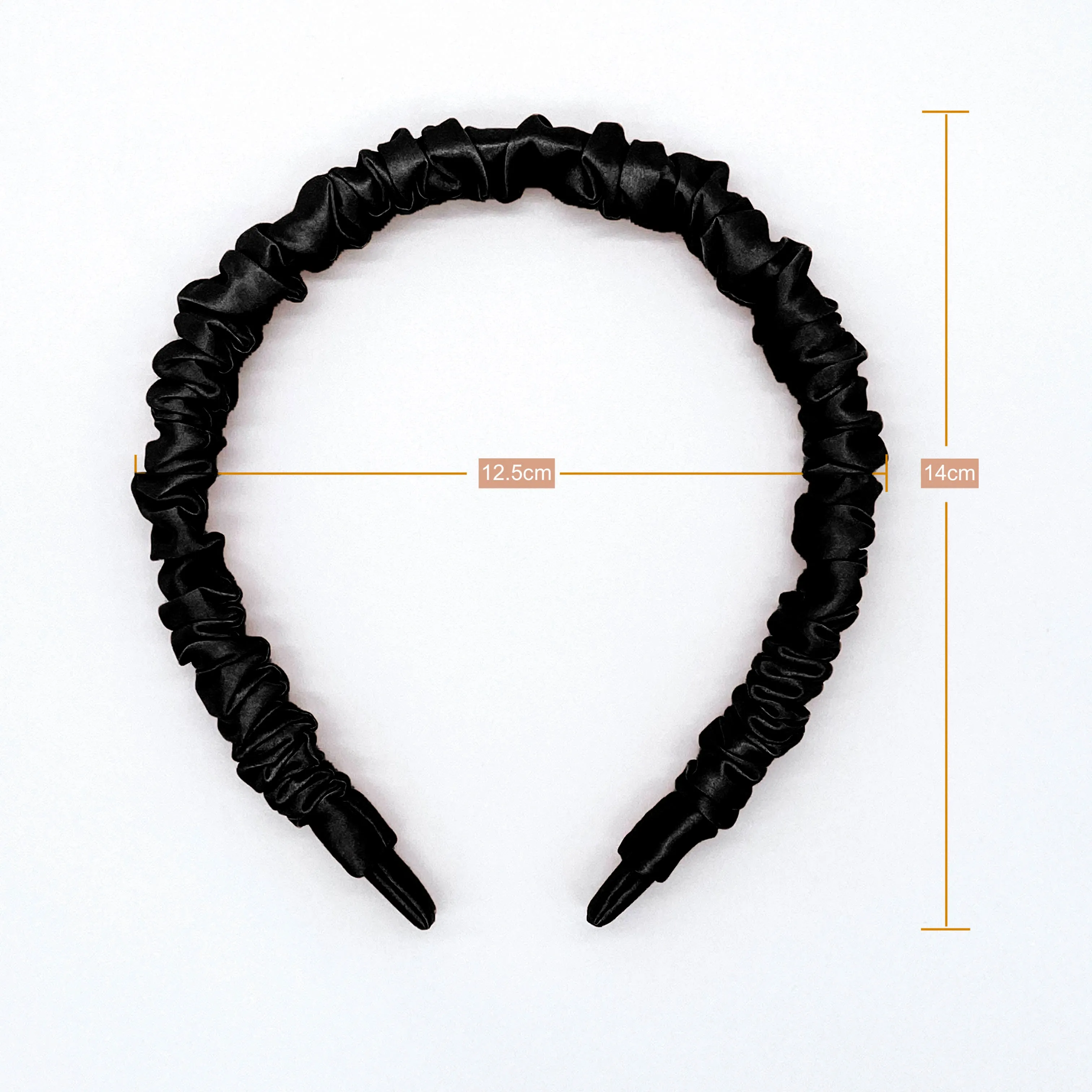 100% Mulberry Silk Scrunchie Headband - Black
