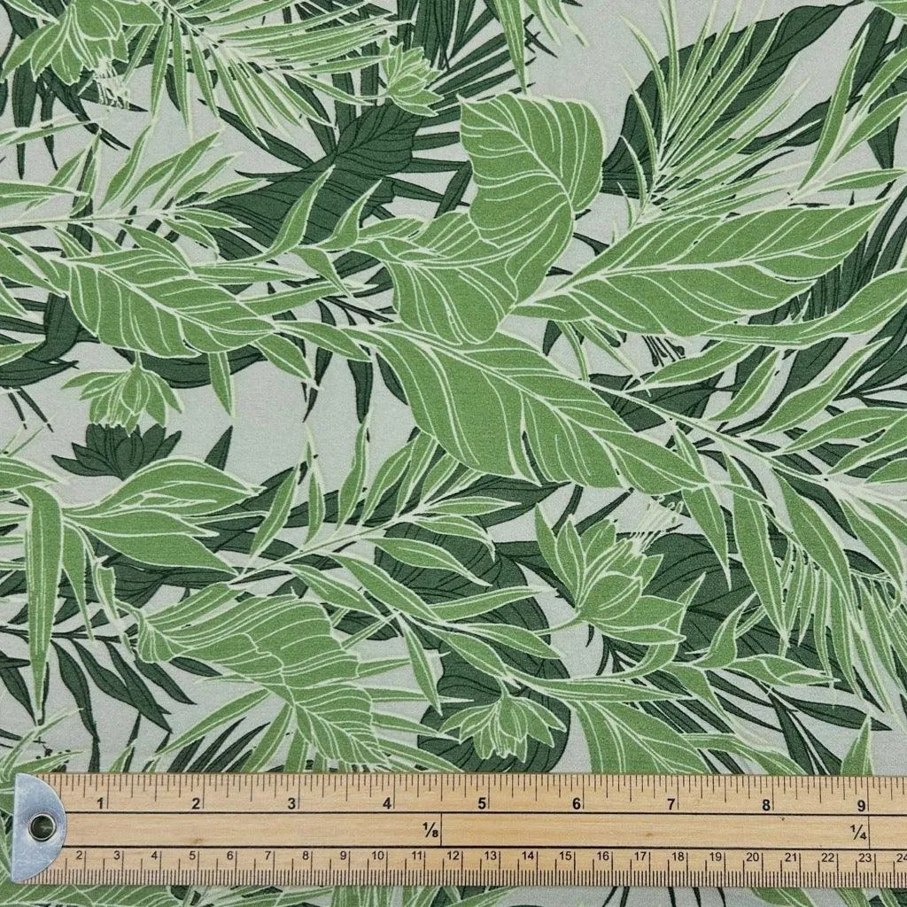 All Over Leaves Polyester Crepe Fabric