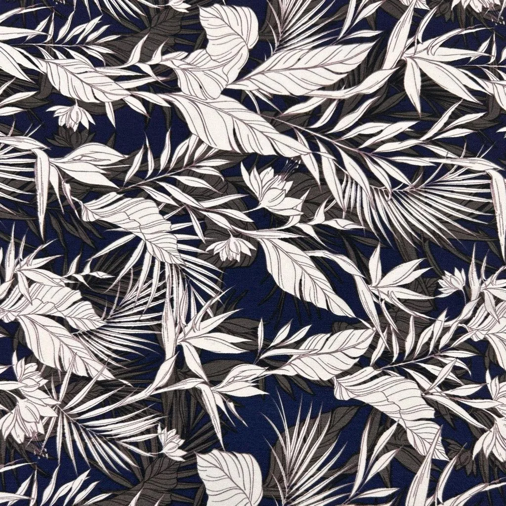 All Over Leaves Polyester Crepe Fabric