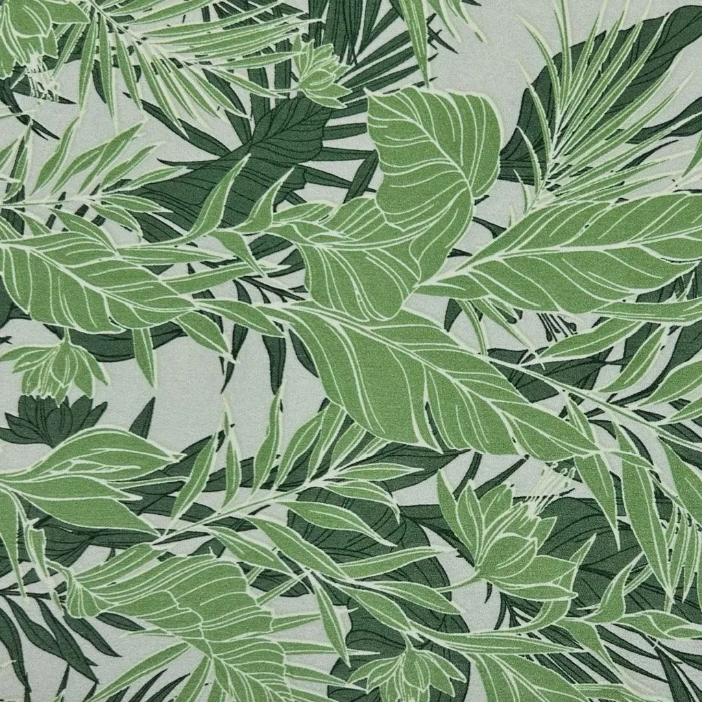 All Over Leaves Polyester Crepe Fabric