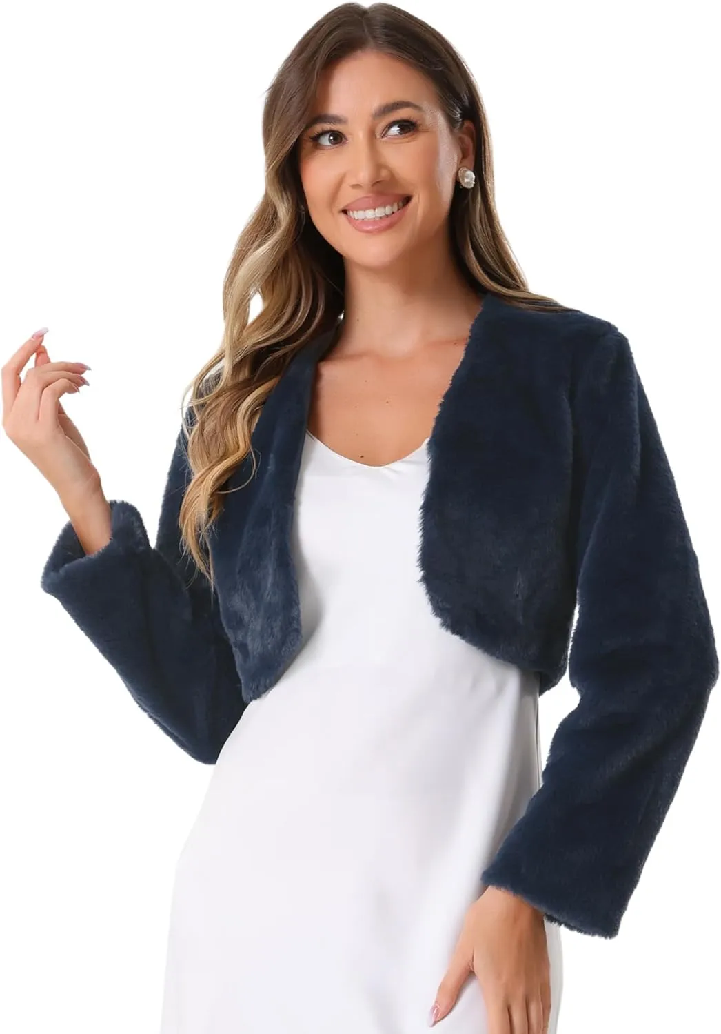 Allegra K Formal Bolero for Women's Evening Dressy Faux Fur Shrug Jacket