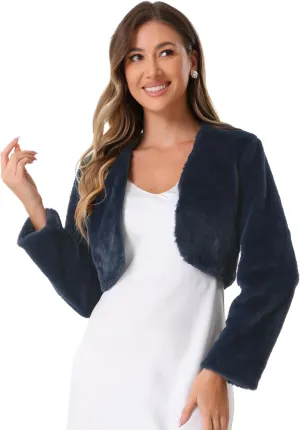 Allegra K Formal Bolero for Women's Evening Dressy Faux Fur Shrug Jacket