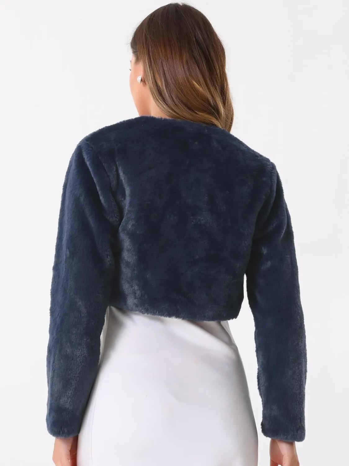 Allegra K Formal Bolero for Women's Evening Dressy Faux Fur Shrug Jacket