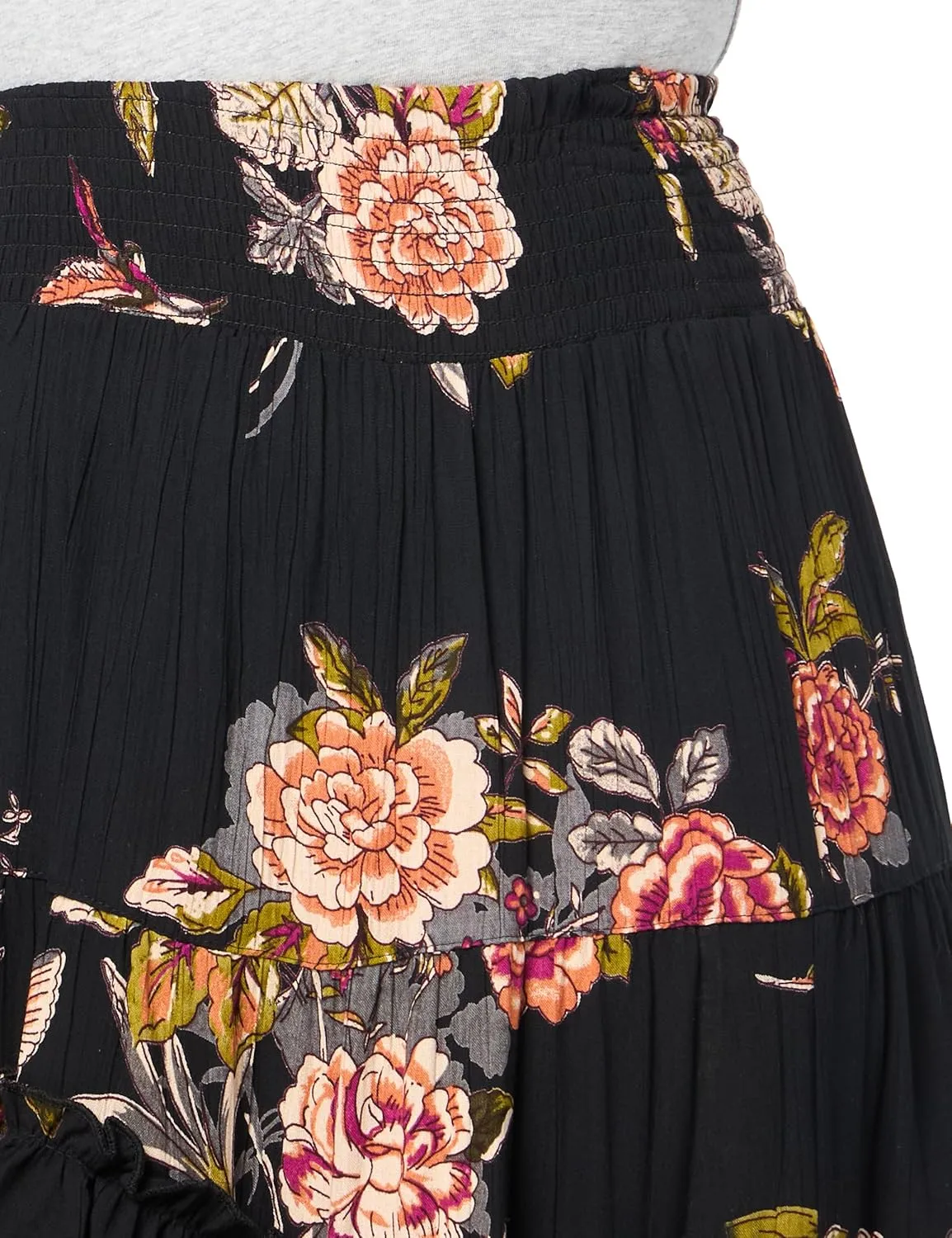 Angie Women's Printed Tiered Hi Low Skirt