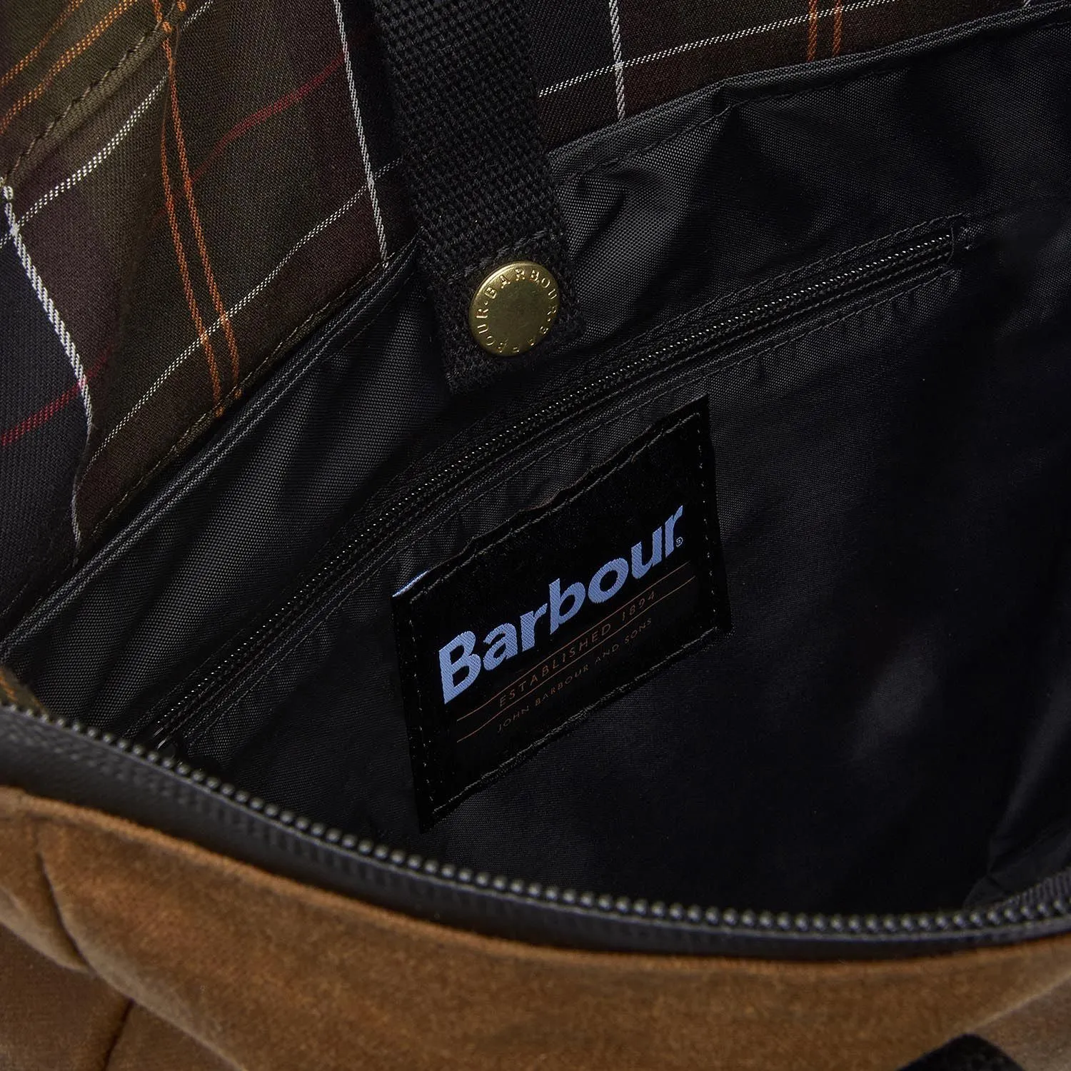 Barbour Field Wax Backpack in Tan/Black