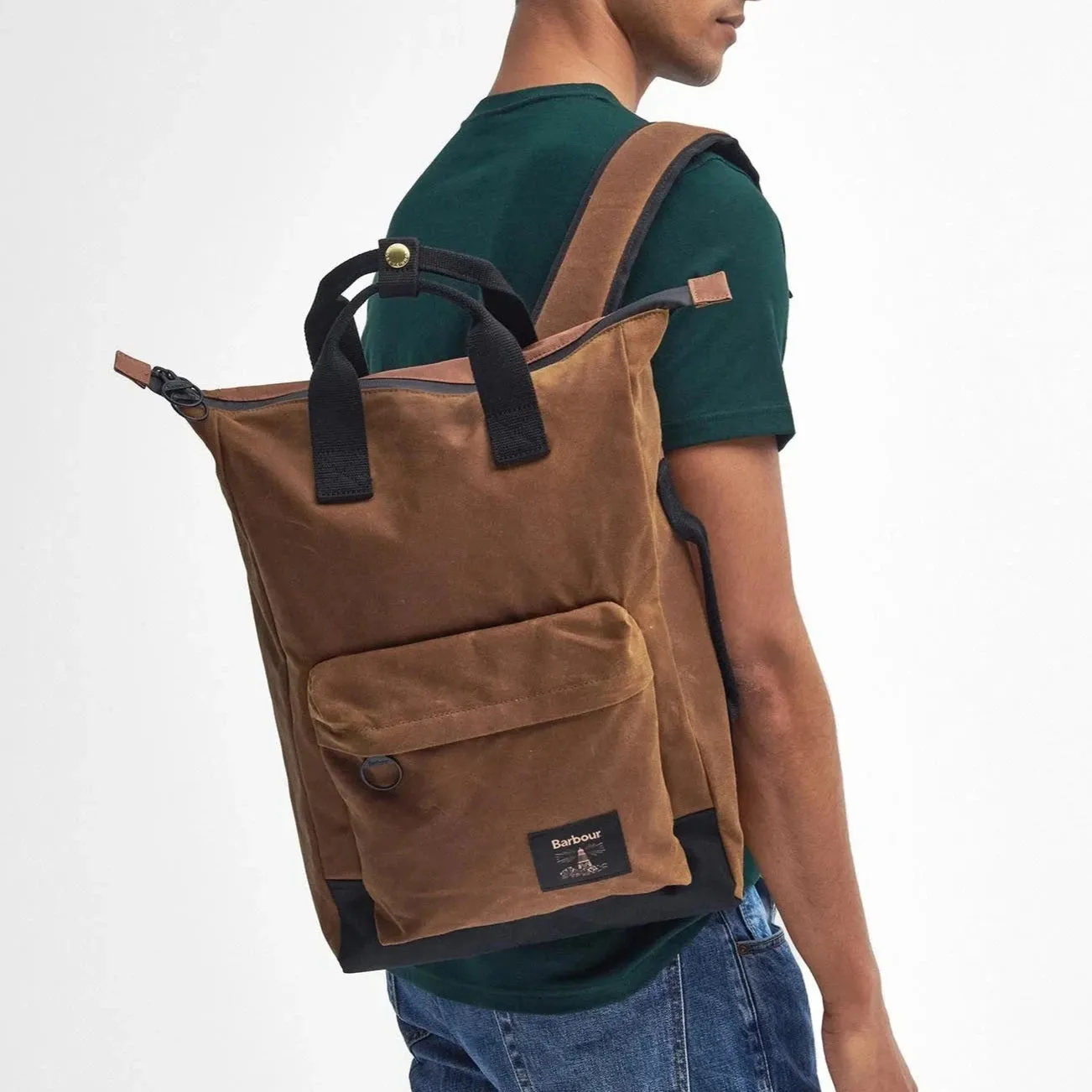 Barbour Field Wax Backpack in Tan/Black