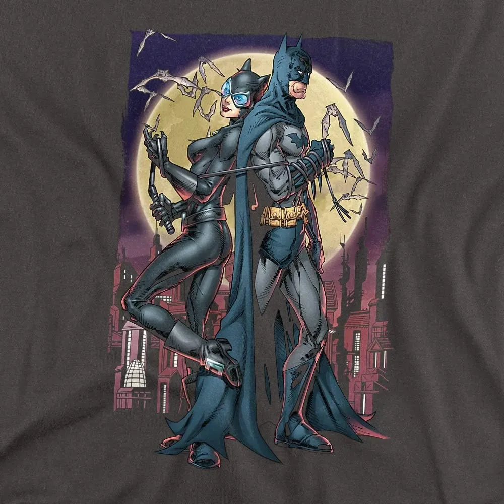 Batman and Catwoman Paint The Town Unisex Adult T Shirt for Men and Women