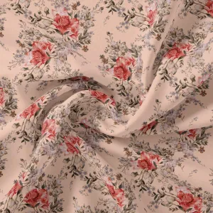 Beautiful Seamless Red Poppy Flower Digital Printed Fabric - Rayon