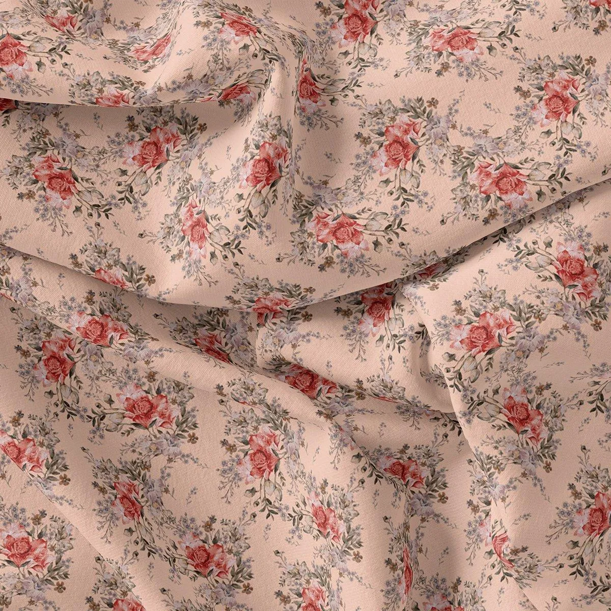 Beautiful Seamless Red Poppy Flower Digital Printed Fabric - Rayon