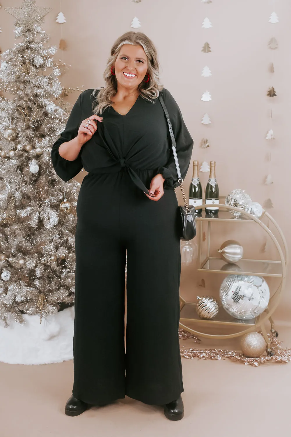 Black Tie Event Wide Leg Jumpsuit, black
