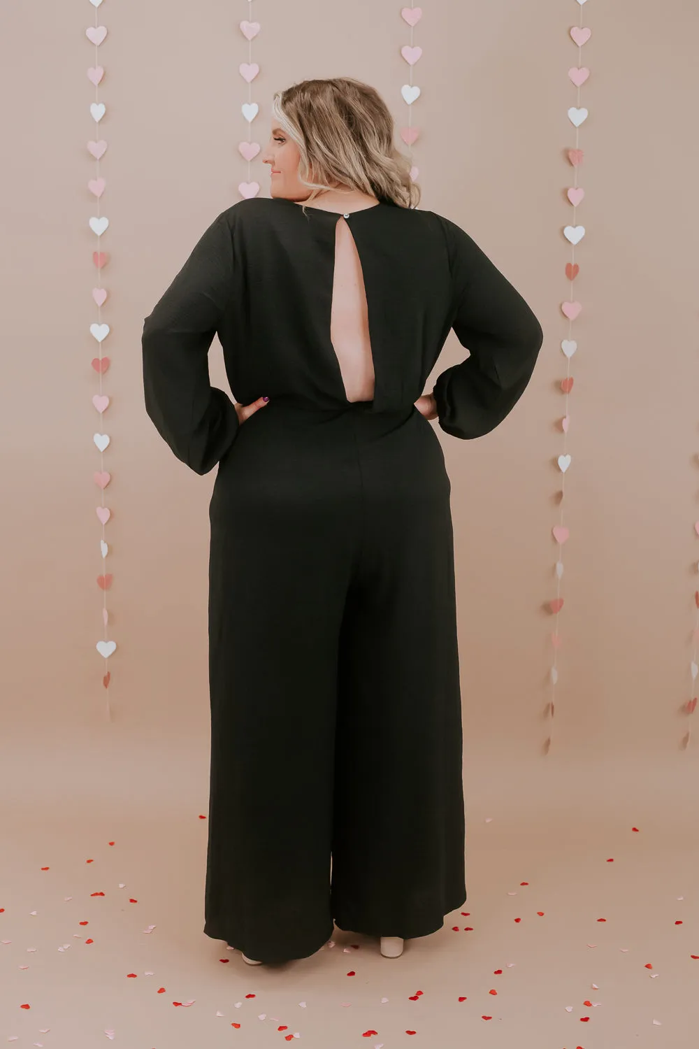 Black Tie Event Wide Leg Jumpsuit, black