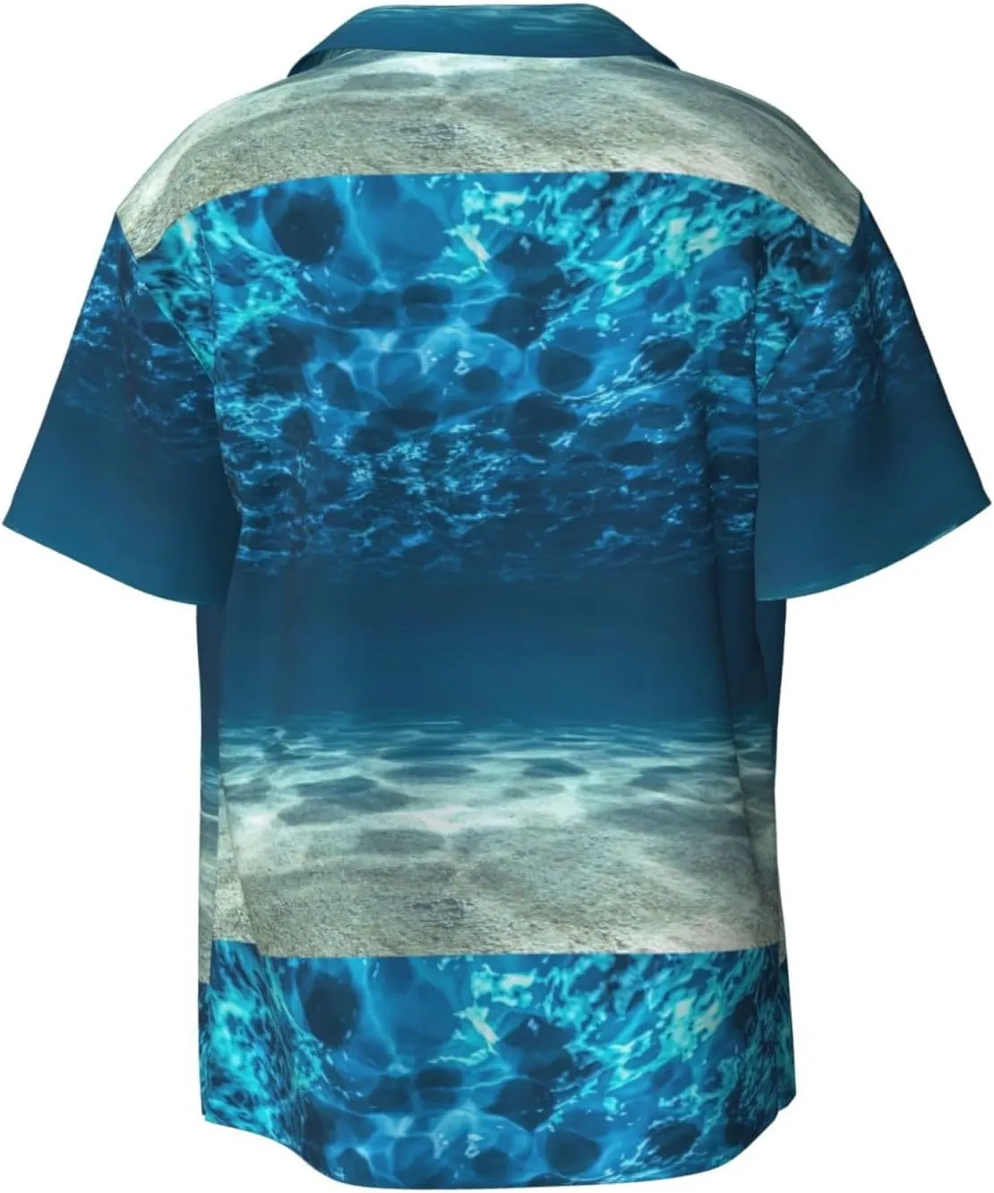 Blue Ocean Sea Print Men's Fashionable Cuban Collar Shirts for Tropical Parties and Casual Occasions