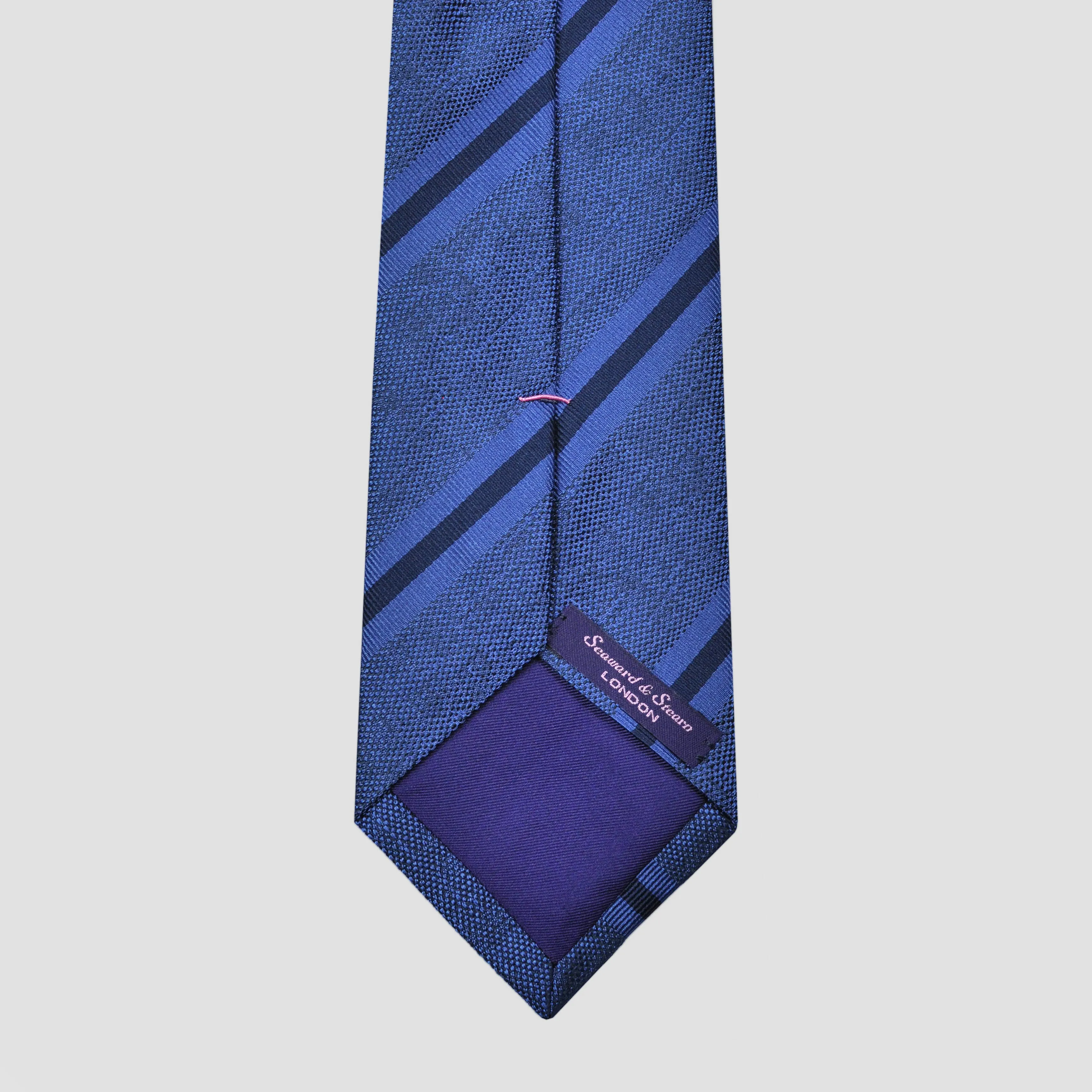 Bold Stripes Tussah Silk Tie in Blue