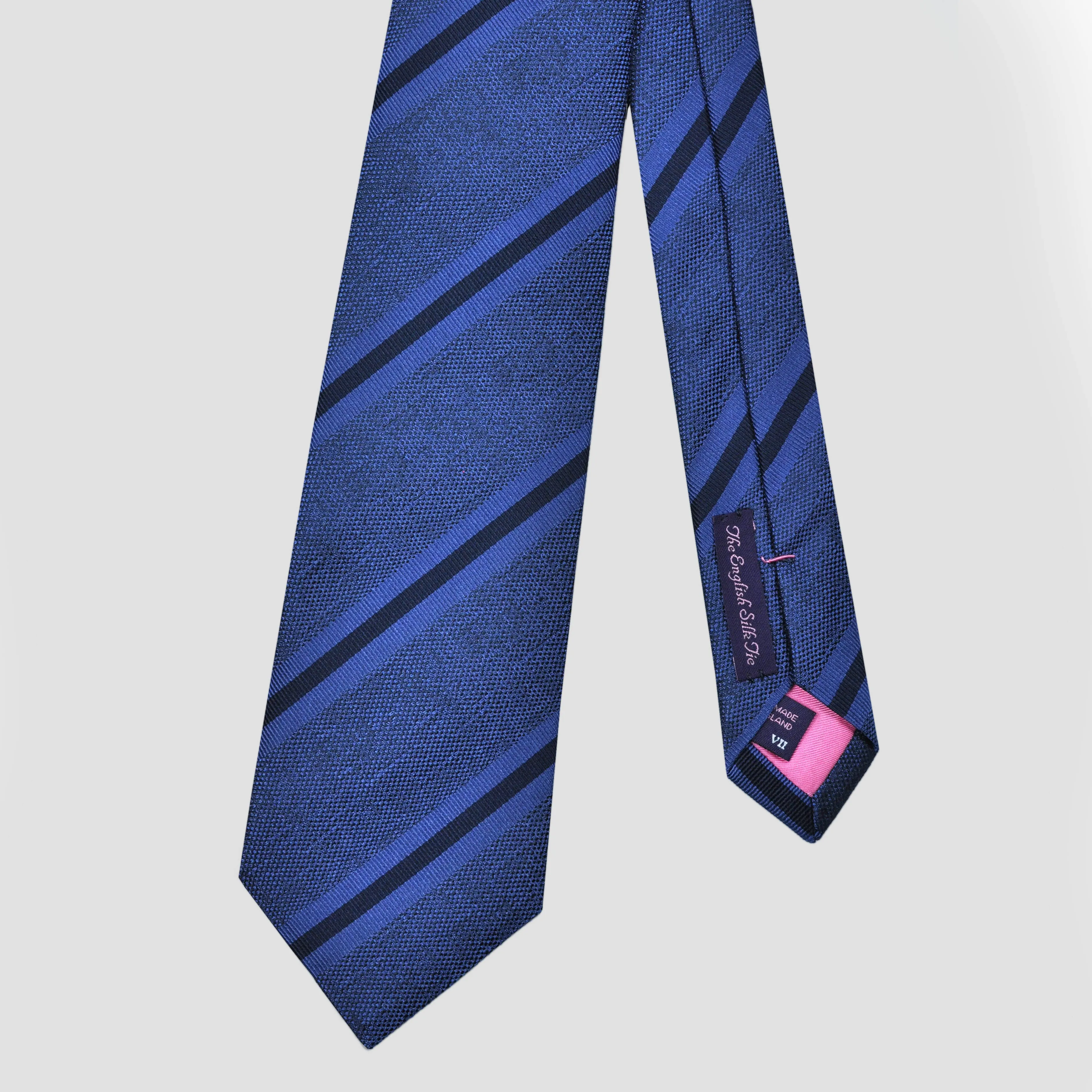 Bold Stripes Tussah Silk Tie in Blue