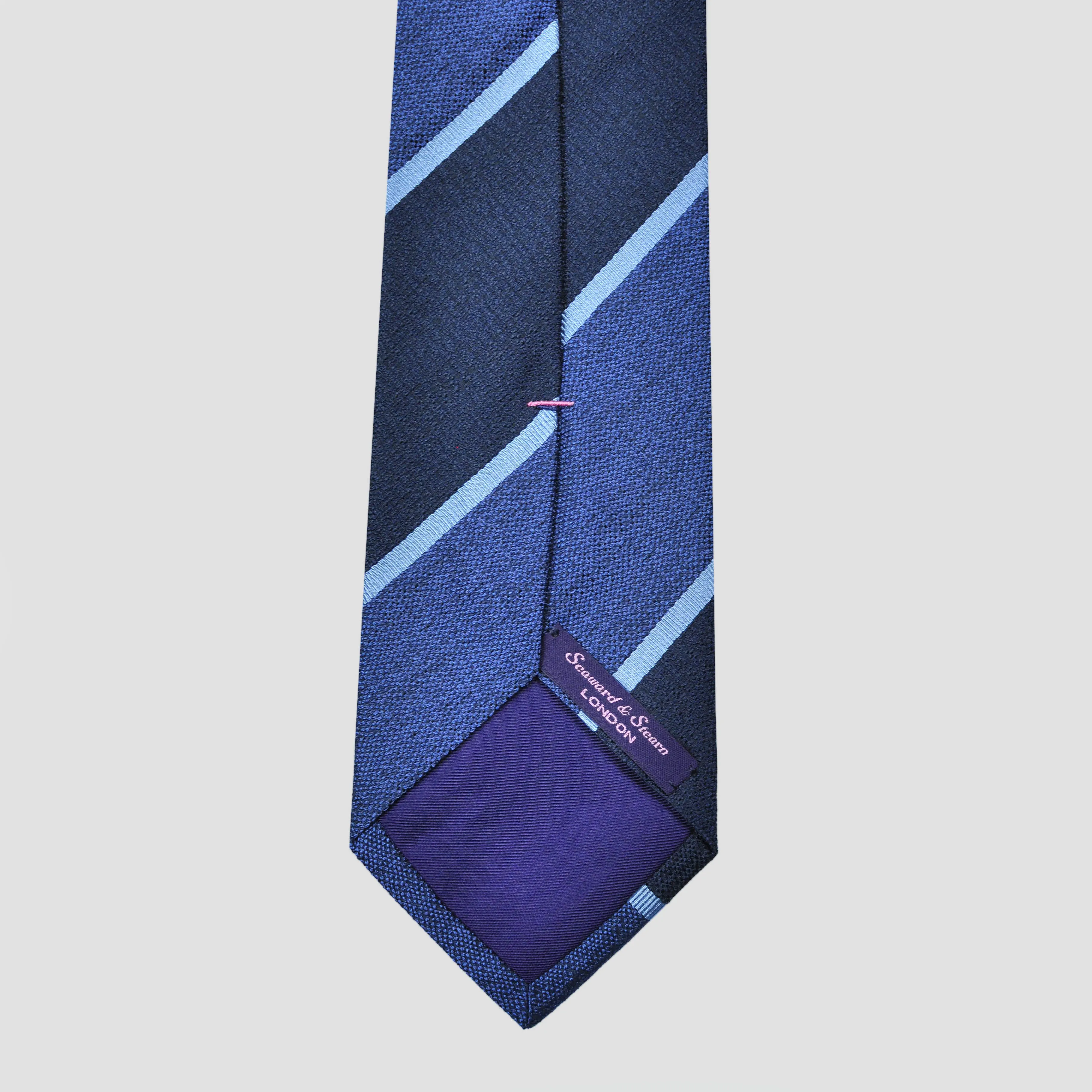 Bold Stripes Tussah Silk Tie in Blues