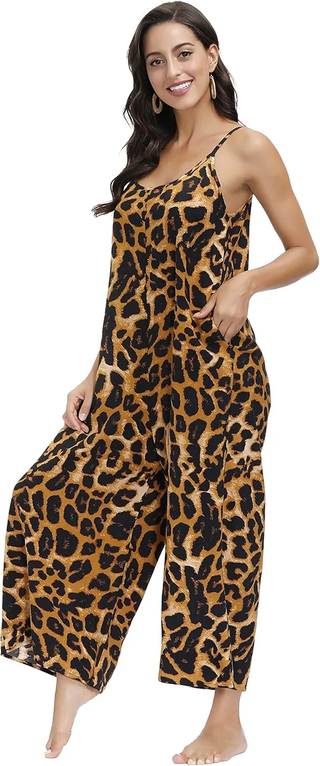 BUENOS NINOS Women's V Neck Floral Maxi Dress Boho Printed Adjustable Spaghetti Strap Ethnic Beach Long Dress with Pockets