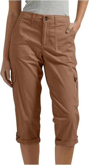 Cargo Capri Pants Women High Waisted Elastic Capris Trousers Cropped Pants with Pockets Casual Work Clothes