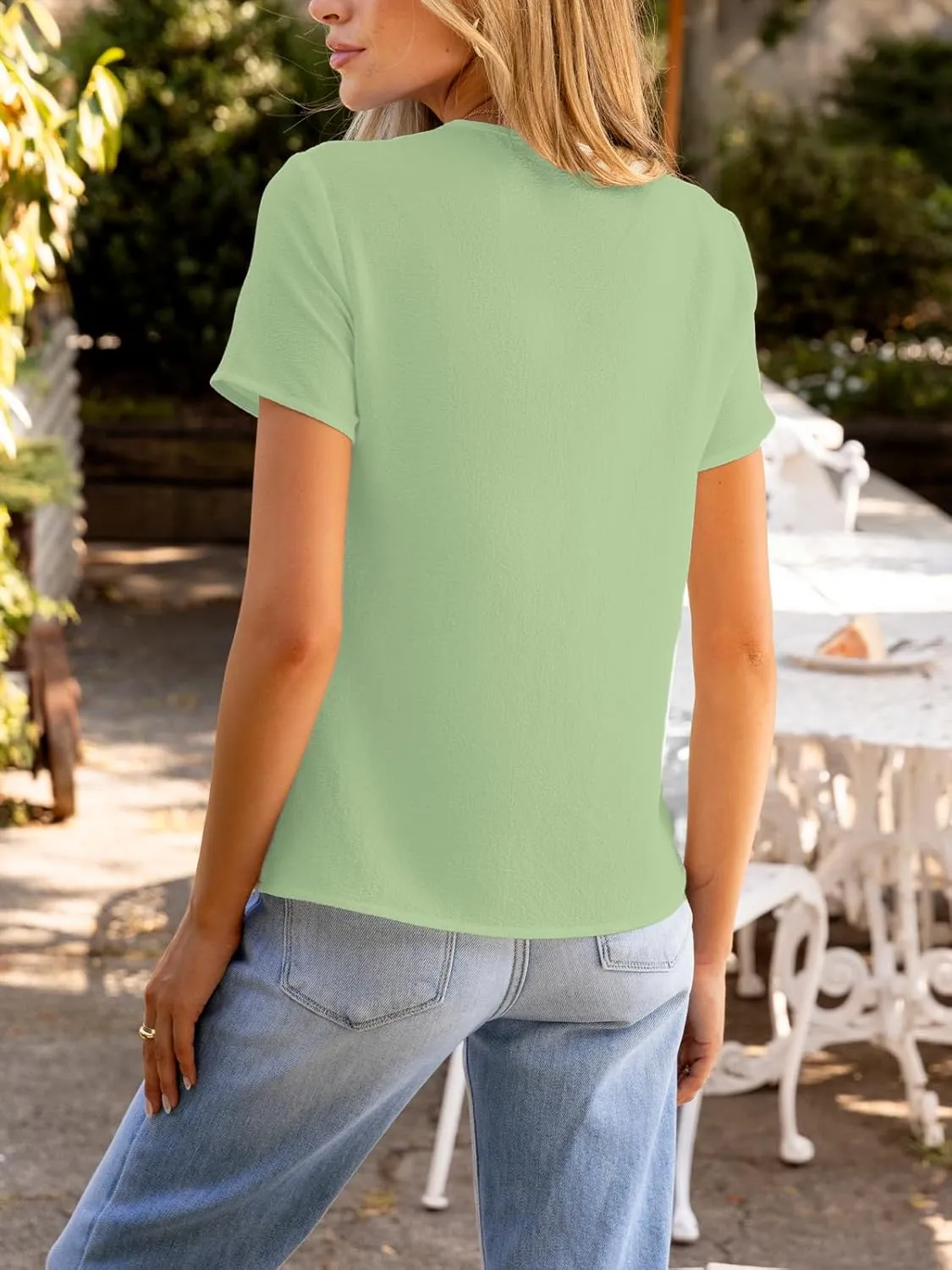 CUPSHE Women Summer Tops Short Sleeve Dressy Casual Business Work Blouses Office Shirts