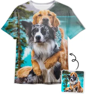 Custom All Over Printed T-Shirts, Personalized Tshirts with Photo/Text/Logo, Front and Back Printed Unisex Tee