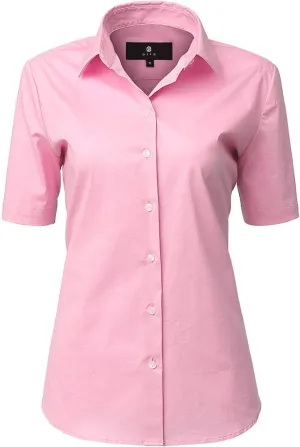 DIIG Dress Shirt for Women Long-Sleeve Women Tops Blouses, White Red XS M 2 XL