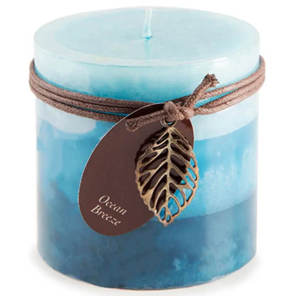Dynamic Collections Layered Candles Ocean Breeze 4-inch Wide Pillar