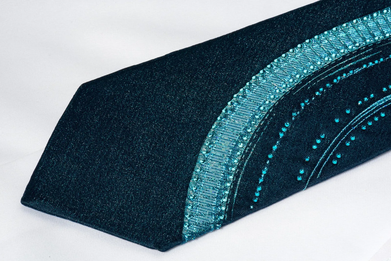Elle Homme Rhinestone Necktie Blue Geometric With Blue Sparkles