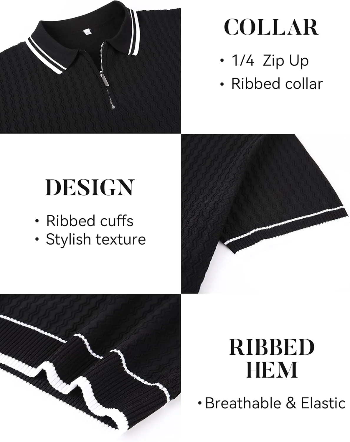 Esabel.C Mens Polo Shirts Short Sleeve Striped Casual Fashion Knit Golf Shirt Regular Fit