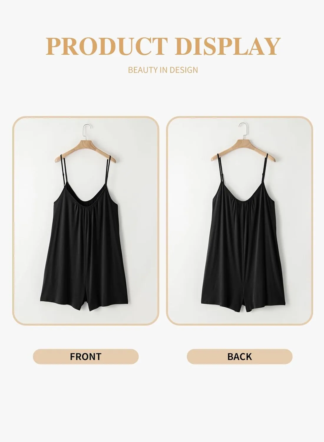 Eytino Womens Plus Size Jumpsuits V Neck Casual Loose Sleeveless Spaghetti Strap Short Rompers (1X-5X)