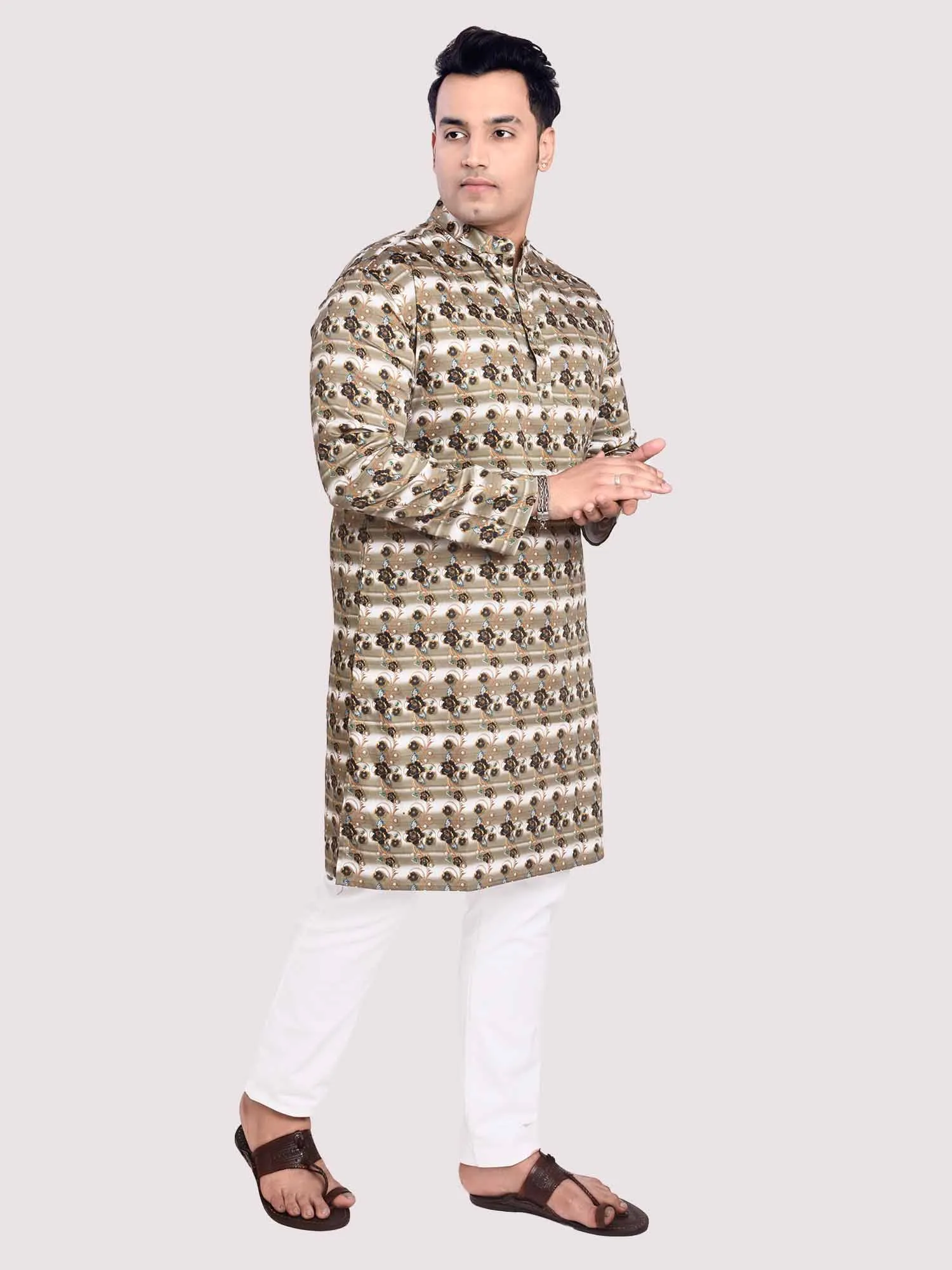 Flower Bed Digital Printed Kurta Men's Plus Size