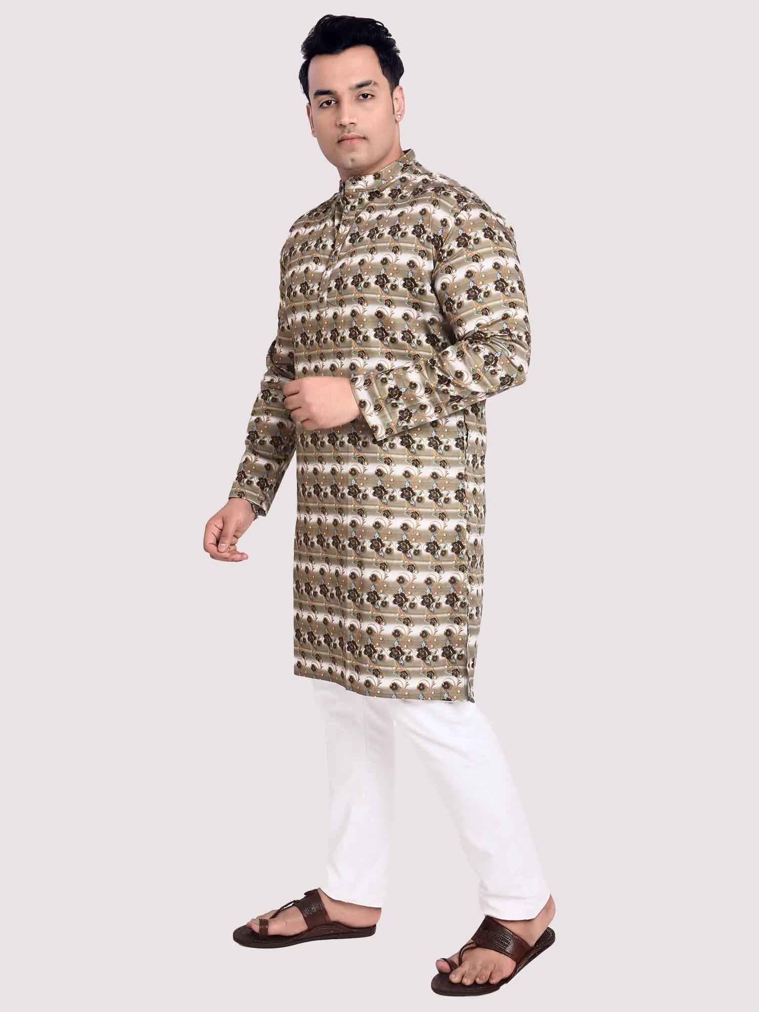 Flower Bed Digital Printed Kurta Men's Plus Size