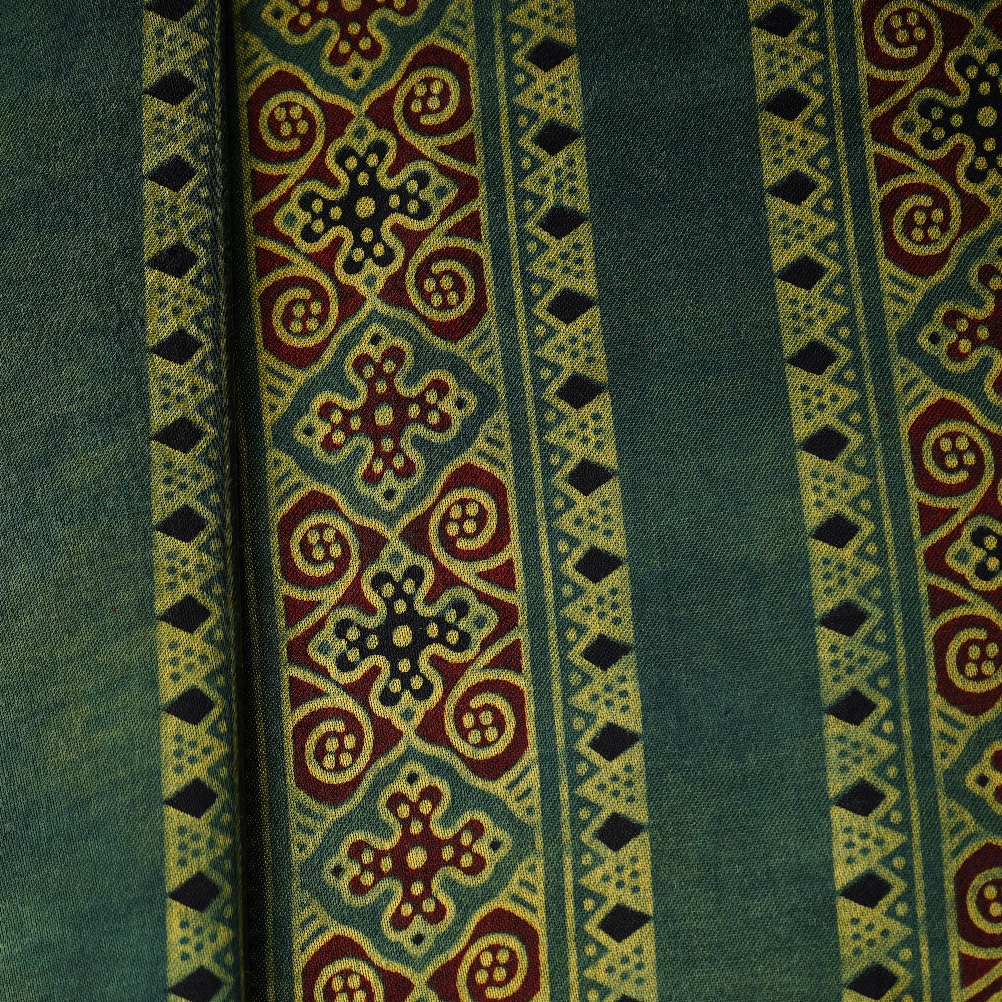 Green Ajrakh Print Mashru Silk Fabric 20813