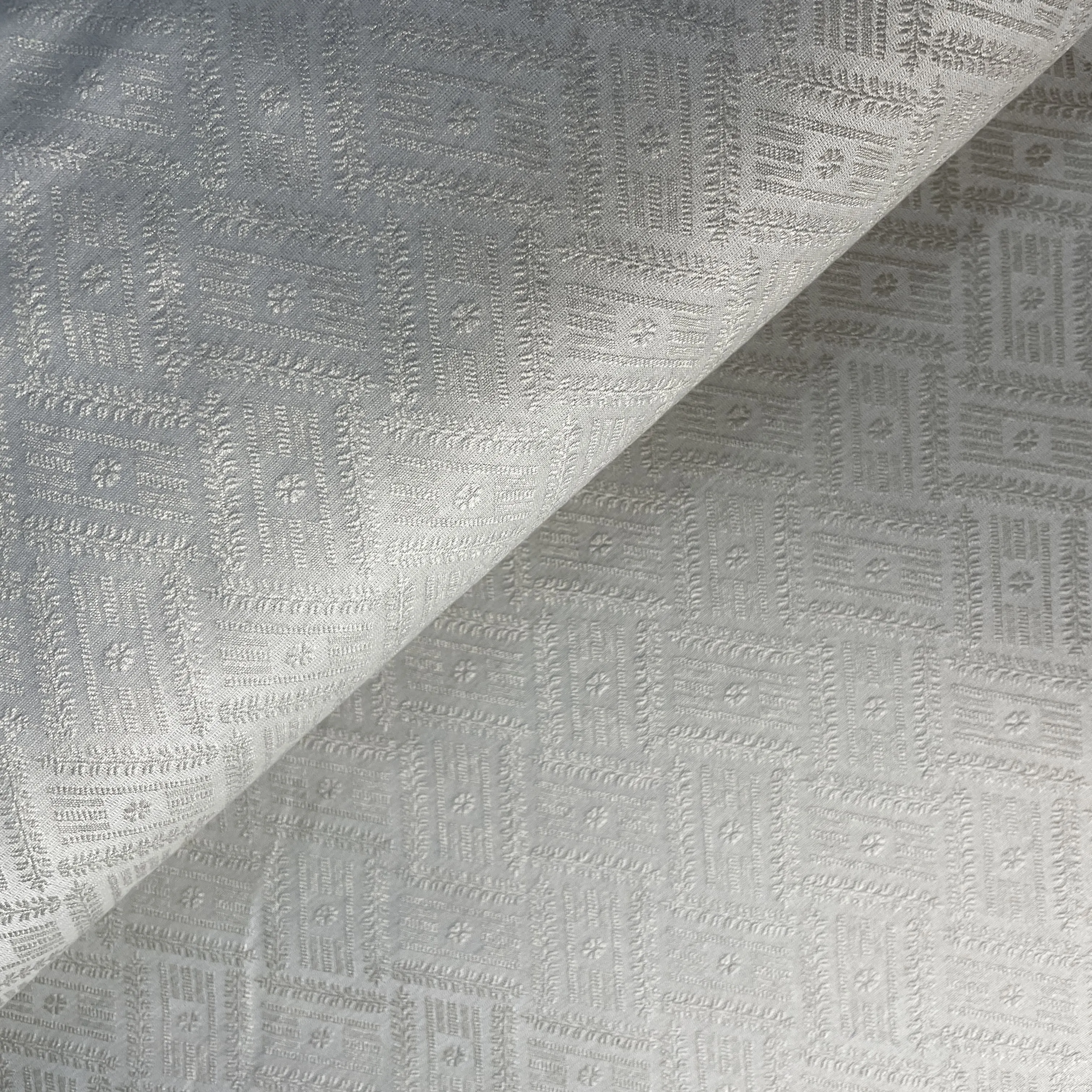 Grey Self Tanchui Cotton Silk Fabric 19662