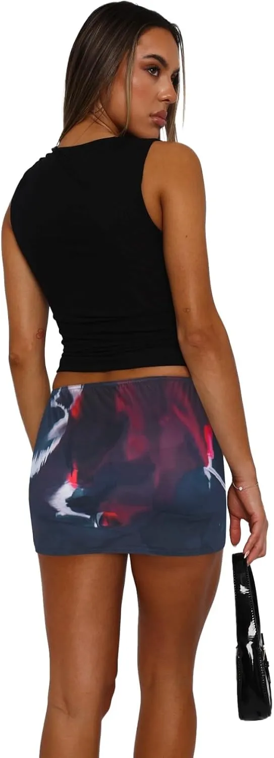 Hafailia Womens Printed Mini Skorts Summer Y2K Beach Vacation Outfits Pencil Bodycon Boho Skirts with Shorts Underneath 2025