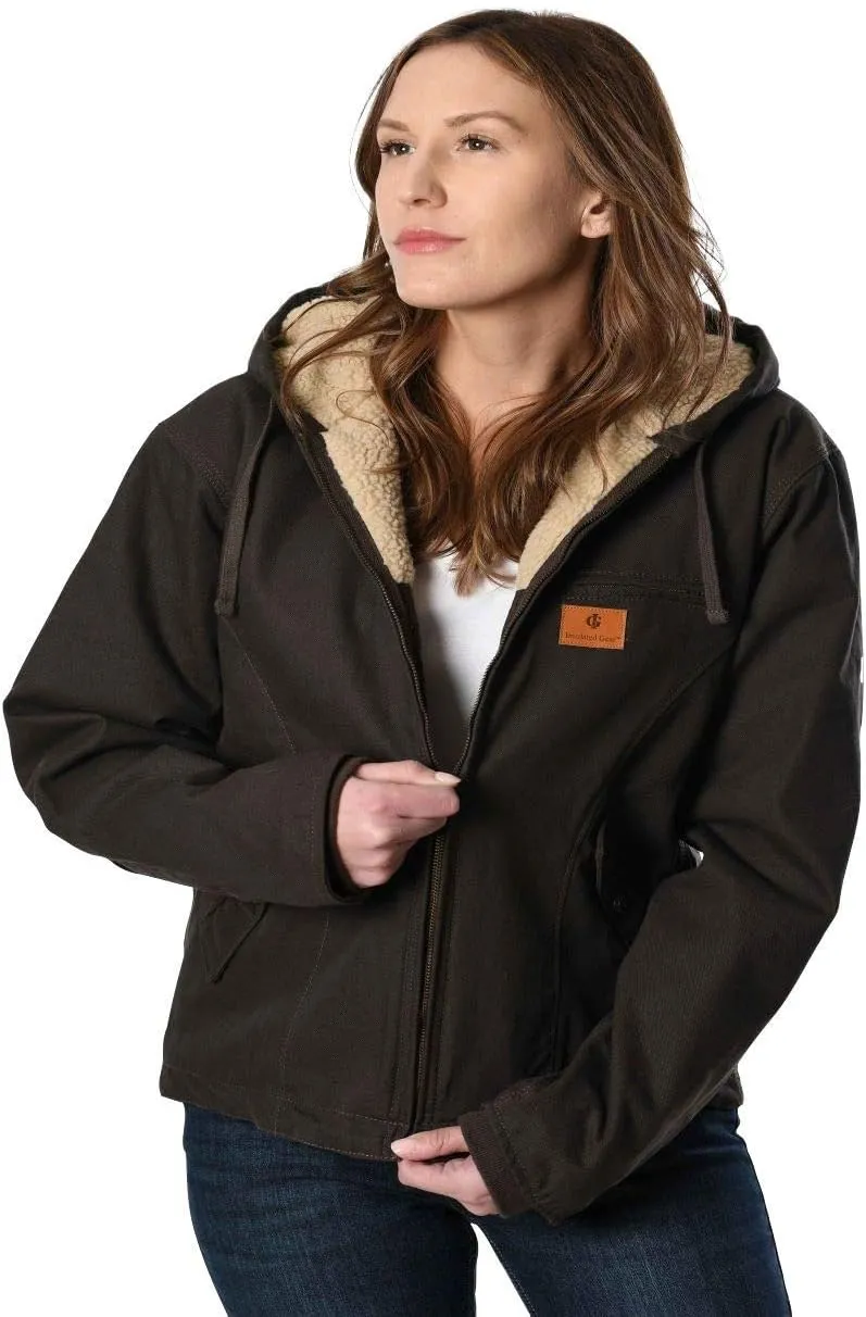 IG Insulated Gear Womens Sherpa Lined Washed Duck Hooded Jackets