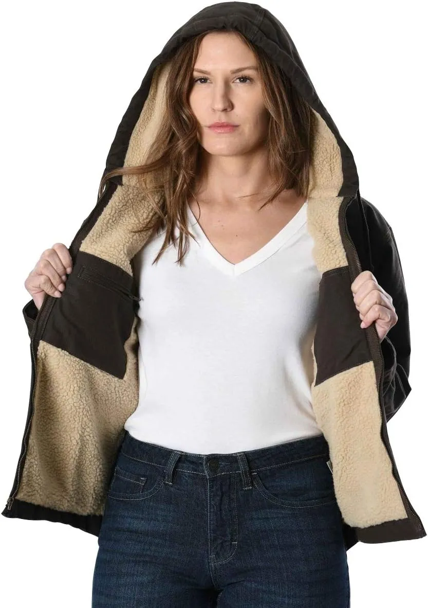 IG Insulated Gear Womens Sherpa Lined Washed Duck Hooded Jackets