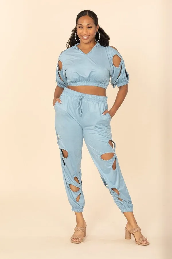 Karen T Designs 9254 Cut-out Cropped 2pc Jog Set