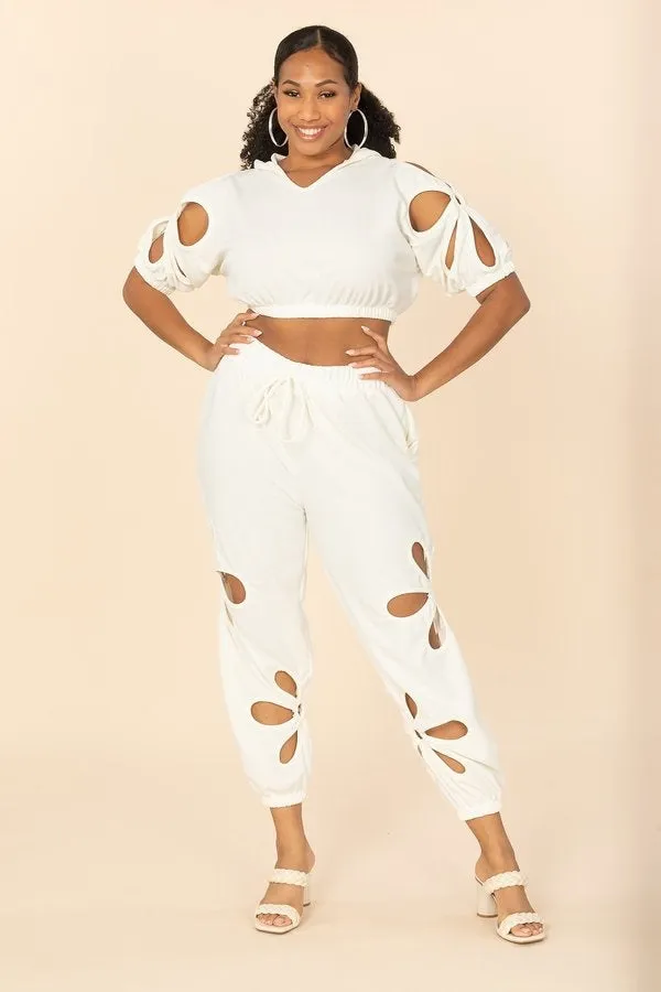 Karen T Designs 9254 Cut-out Cropped 2pc Jog Set