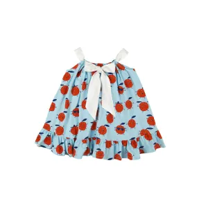 Kukukid Bow Dress Light Blue Orange