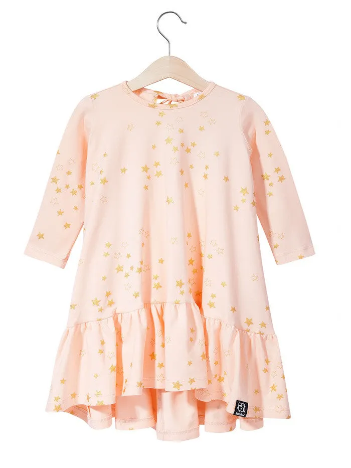 Kukukid DANCING DRESS GOLDEN STARS PINK