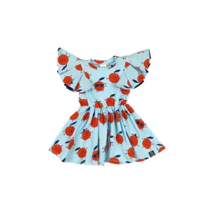 Kukukid Pom pom Dress Light Blue Oranges