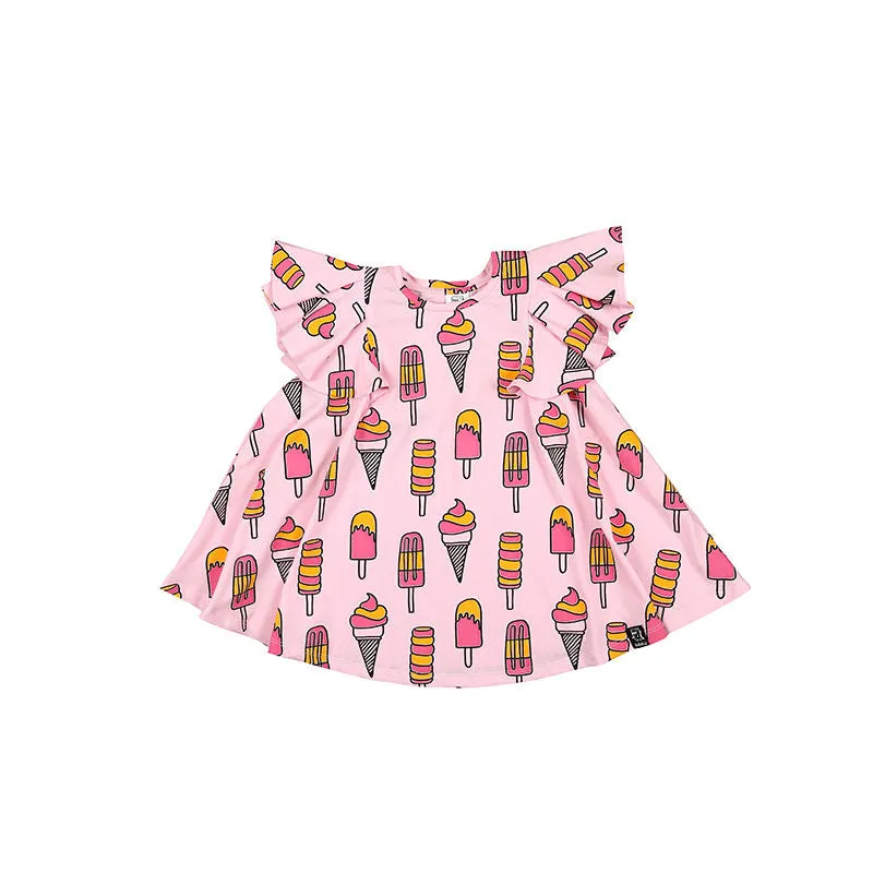 Kukukid Pom pom Dress Pale Pink Icecream