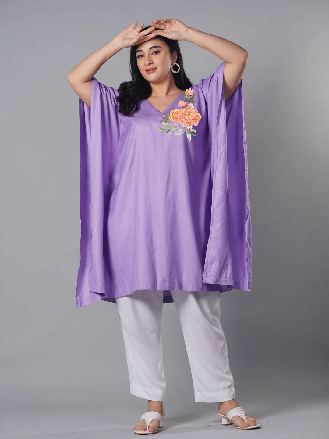 Lavender Rayon KaftanKurta - LavenderWhisper