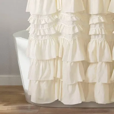 New - Kemmy Shower Curtain Ivory - Lush Décor