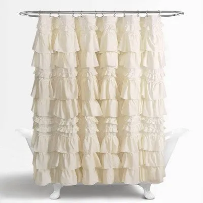 New - Kemmy Shower Curtain Ivory - Lush Décor