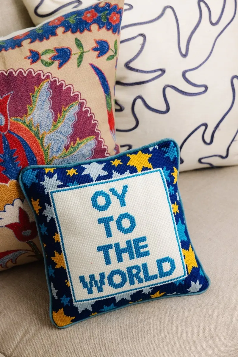 Oy Needlepoint Pillow