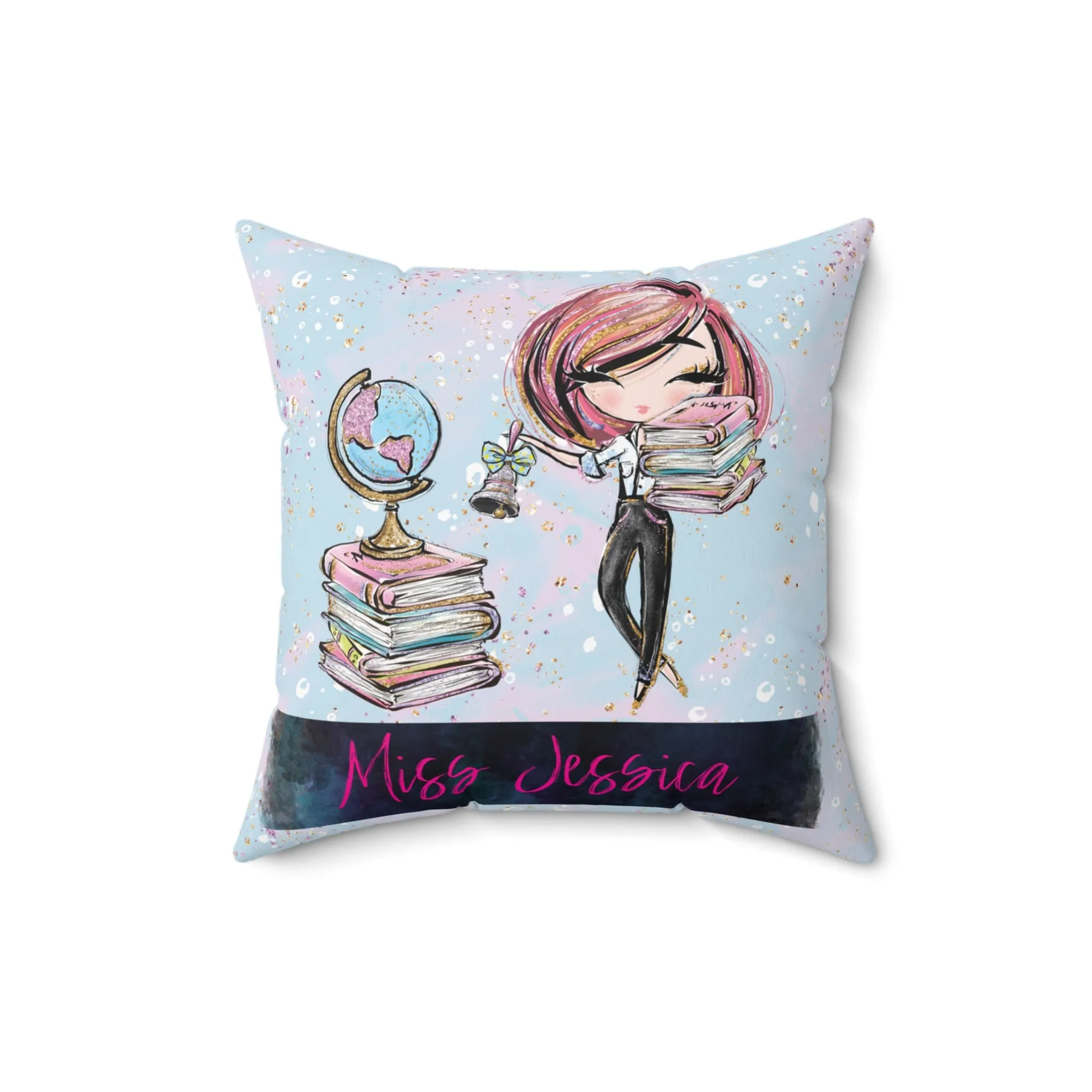 Personalised Spun Polyester Square Pillow, Teacher Cushion