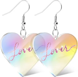 Pink Heart Earrings Taylor Lover Dangle Earrings - Acrylic Shaped Concert Gifts for Women