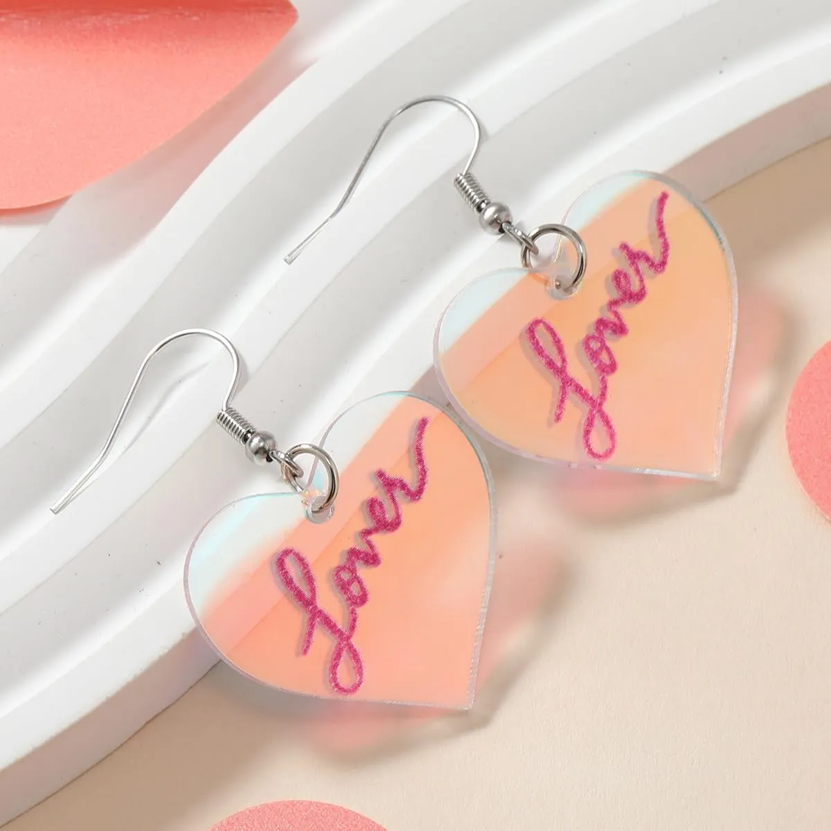 Pink Heart Earrings Taylor Lover Dangle Earrings - Acrylic Shaped Concert Gifts for Women