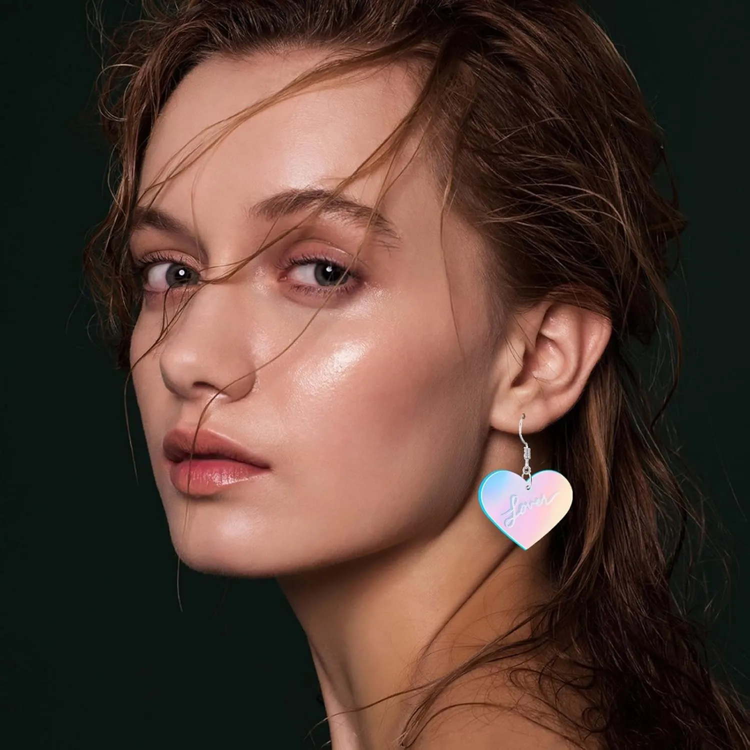 Pink Heart Earrings Taylor Lover Dangle Earrings - Acrylic Shaped Concert Gifts for Women