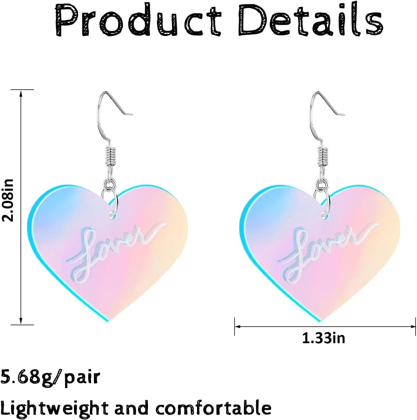 Pink Heart Earrings Taylor Lover Dangle Earrings - Acrylic Shaped Concert Gifts for Women